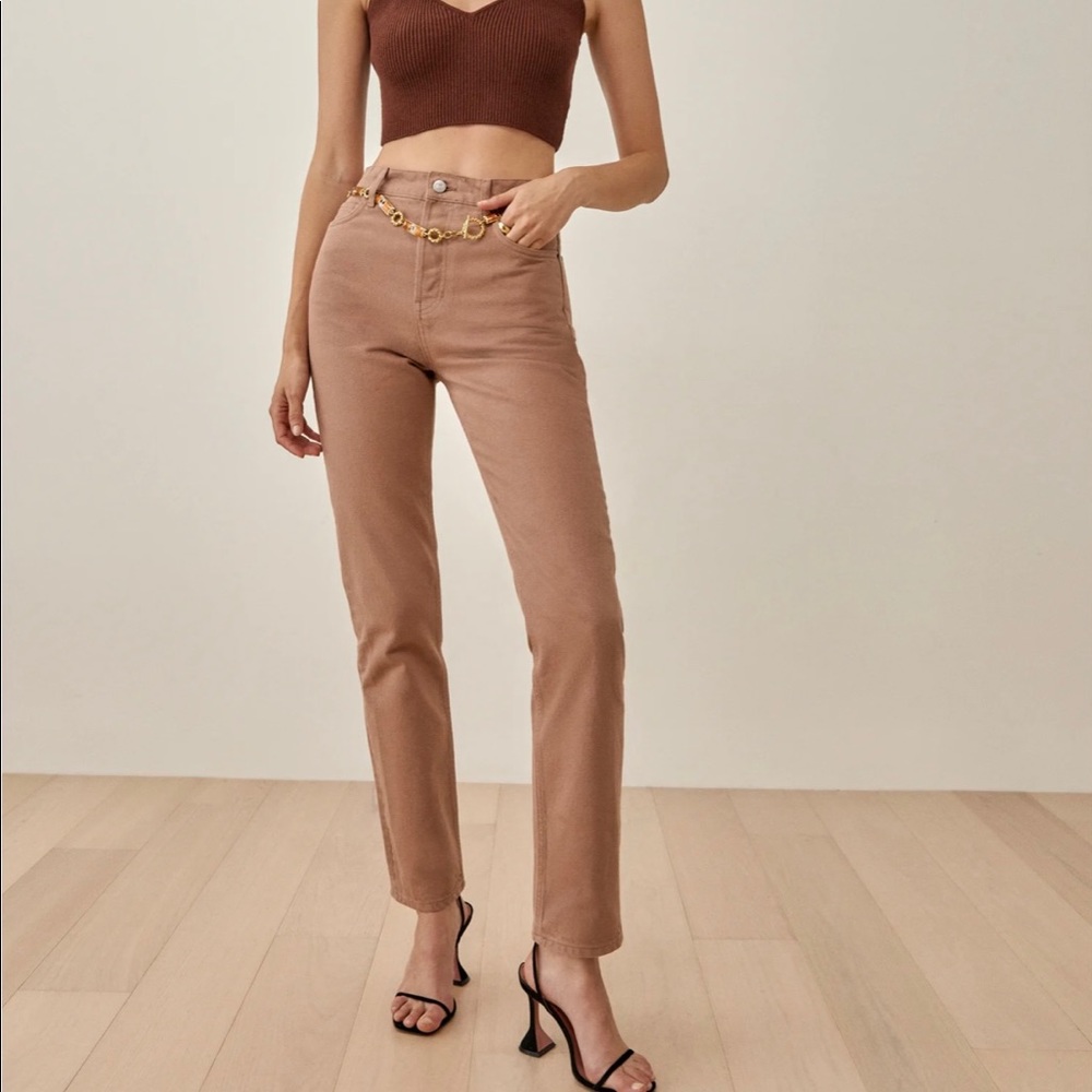 Cynthia Garment Dye High Rise Straight Jeans in Clay